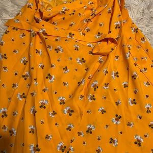 Loft orange floral wrap skirt size 8